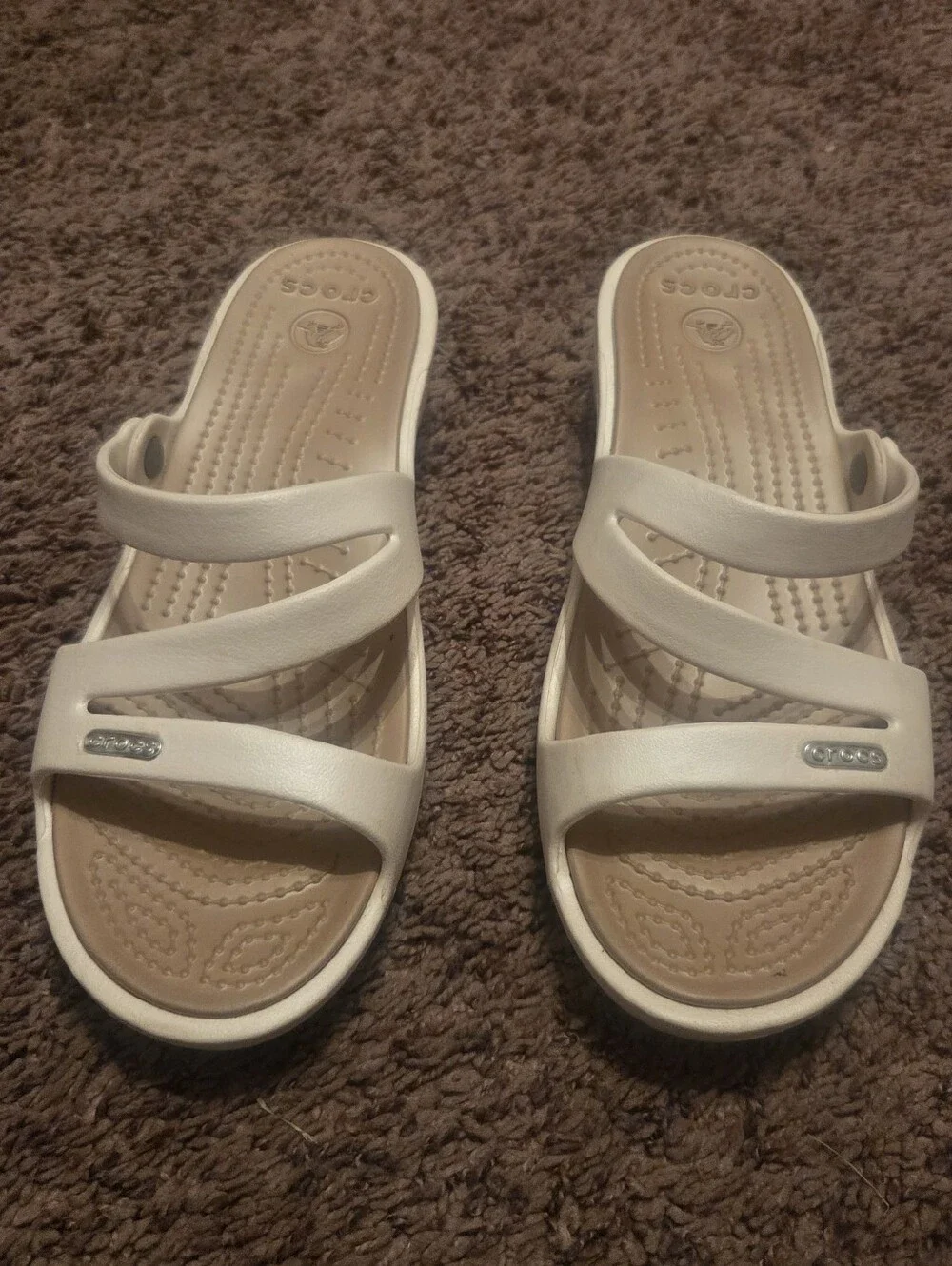 Crocs Patricia Wedge Sandals Oyster Womens Size 8W